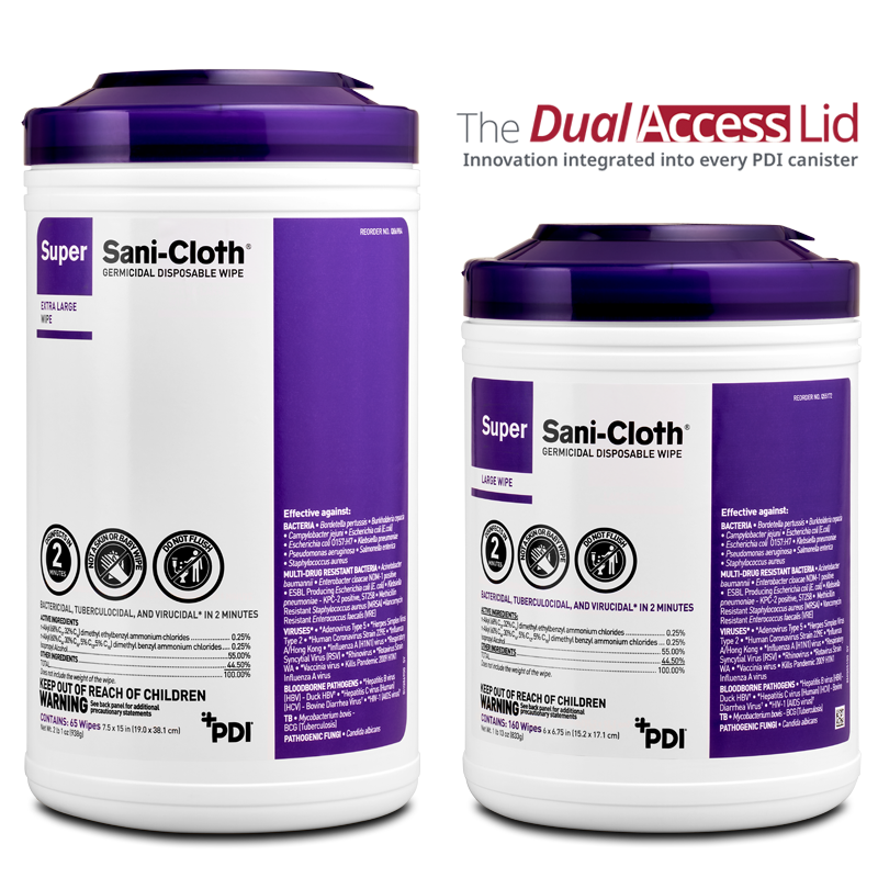 PDI SUPER SANI-CLOTH® GERMICIDAL DISPOSABLE WIPES 7½" x 15" X-Large Wipe