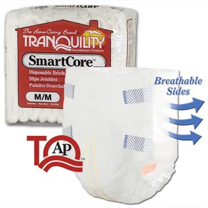 PRINCIPLE BUSINESS TRANQUILITY SMARTCORE DISPOSABLE BRIEFS Medium Adult, 32"-44", 96/Case