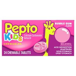 P&G Pepto Kids Chewable Tablet, Bubblegum, Heartburn, Acid Indigestion, Upset Stomach, 24/pk, 24pk/cs