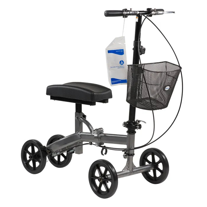 Dynarex Steerable Knee Walker with Basket, 300 lb limit, Compact