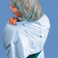 Busse Hospitals Embossed Polyethylene Gown, Thumbhook Stirrups, Individually Wrapped, Meets AAMI Level 3, Blue, 75/cs