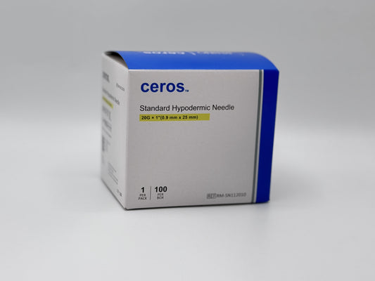 Ceros 20 Gauge 1 inch length Standard Hypodermic Needle, 20G x 1"