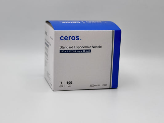 Ceros 23 Gauge 1.5 inch length Standard Hypodermic Needle, 23G x 1.5"