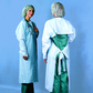 Busse Hospitals Embossed Polyethylene Gown, Thumbhook Stirrups, Individually Wrapped, Meets AAMI Level 3, Blue, 75/cs