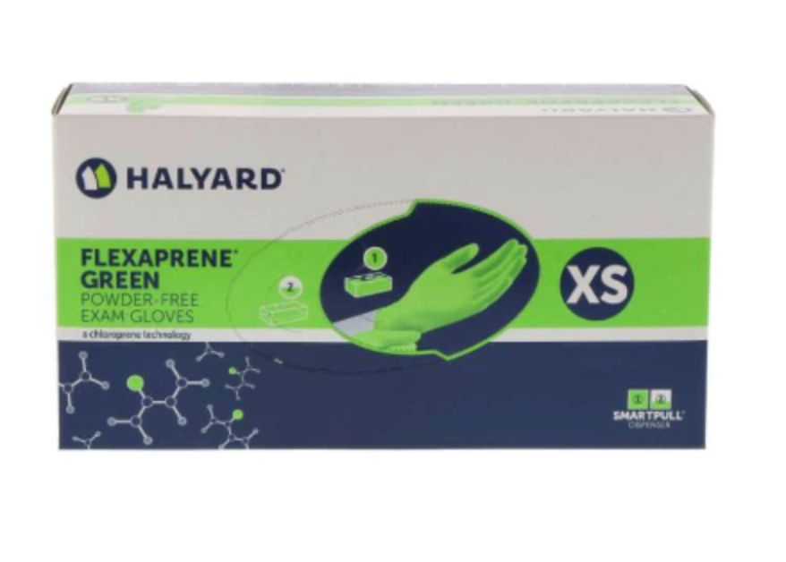 FLEXAPRENE Green Gloves, X-Small, Box of 200