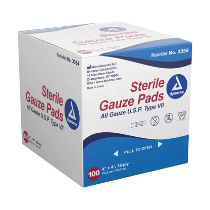 Dynarex Gauze Sponges, Single Sterile Pack, Various Sizes, Various Quantities