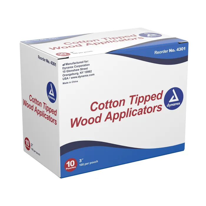 Dynarex 3" Cotton Tipped Wood Applicators