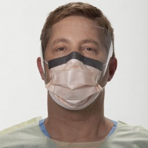 FLUIDSHIELD* LEVEL 3 Fog-Free Surgical Mask with SO SOFT* Lining and Wraparound Visor, Foam Band, Earloops, Orange 25/Box