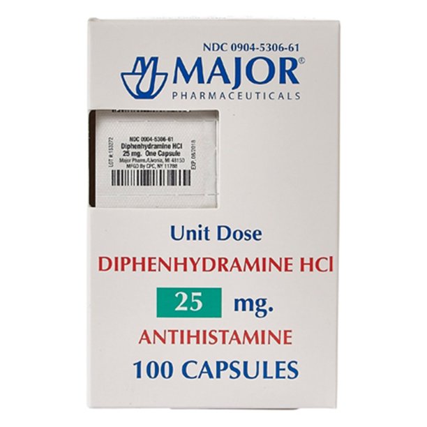 MAJOR Diphenhydramine, 25mg, 100s, Compare to Benadryl, NDC# 00904-7237-60