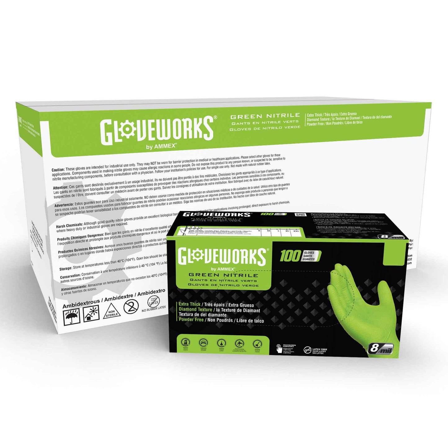 GLOVEWORKS® HD GREEN NITRILE INDUSTRIAL GLOVES BOX