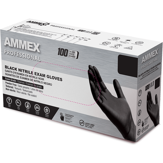 AMMEX Professional Black Nitrile, X-Large, Box of 100