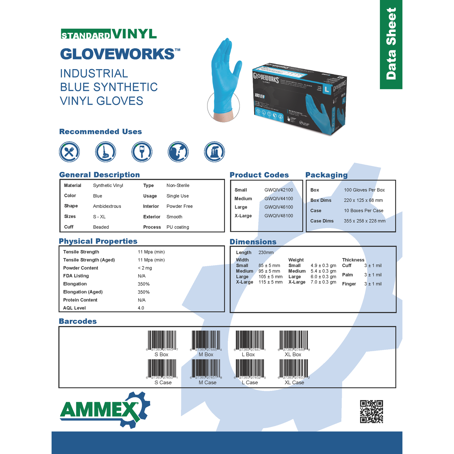 Gloveworks® Industrial Synthetic Vinyl, 1000/Case