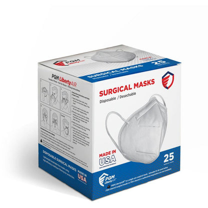 Image of a KN95 mask box featuring an image of a white KN95 mask with two elastic ear straps.