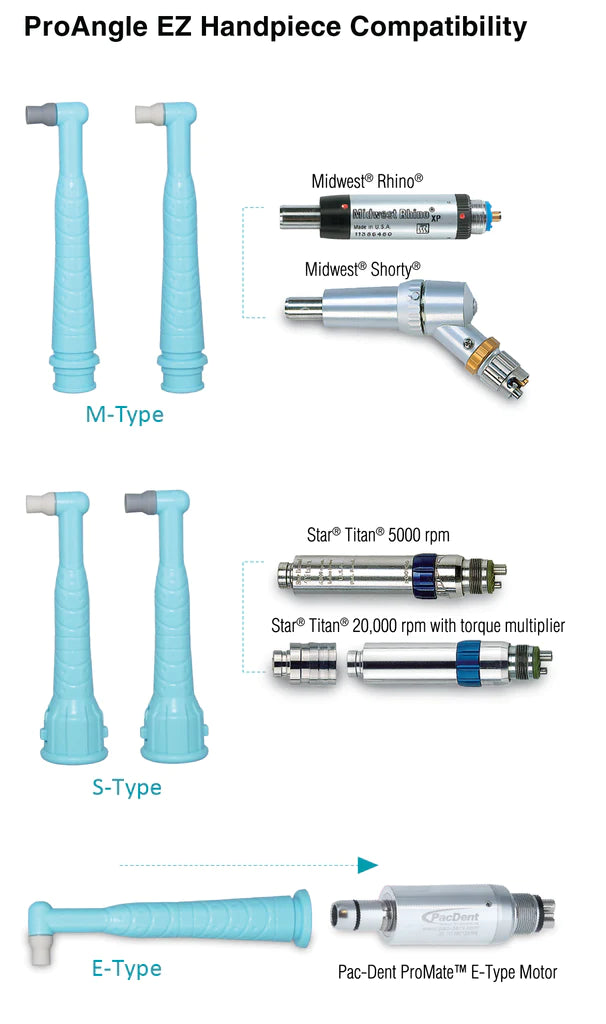 Pac-Dent ProAngle EZ 90 Degree Prophy Angle, M-Type E-Type or S-Type