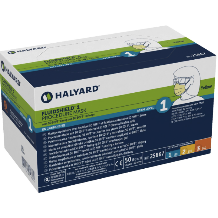 Halyard 25868 FLUIDSHIELD Level 1 Procedure Mask
