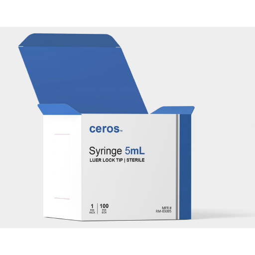 Ceros 3mL Syringes, Luer Lock Tip, Sterile Blister Pack, RX Only
