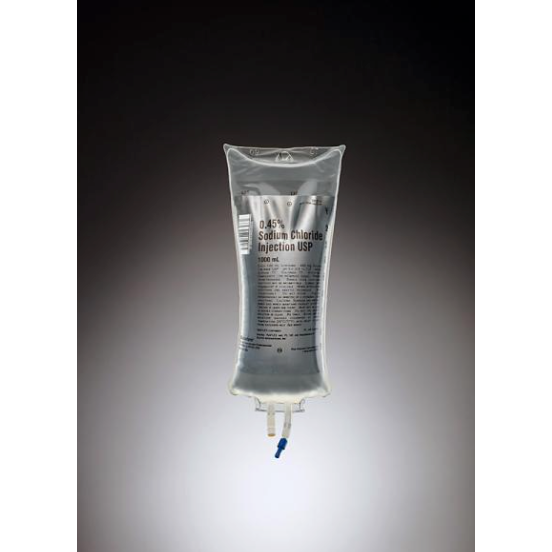 Baxter 2B1314X 0.45% Sodium Chloride Injection, USP, 1000 mL VIAFLEX Plastic Container 14/Case RX ONLY