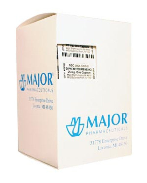 MAJOR Diphenhydramine, 25mg, Unit Dose 10x10, Compare to Benadryl, NDC# 00904-7237-61