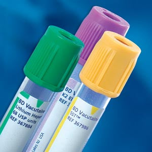 BD 367964 VACUTAINER PLUS PST Conventional Stopper, 16mm x 100mm, 8.0mL, Green/Gray, Paper Label, Gel/ Lithium Heparin (spray coated) 115 Units, 100/bx