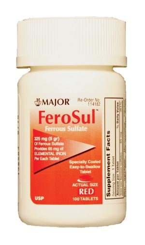 MAJOR Ferosul, 5gr, Film Coated, Compare to Feosol, NDC# 00904-7591-60, 100 ct