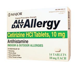 MAJOR All Day Allergy, 24 Hour, 14s, Compare to Zyrtec, NDC# 00904-6717-41, 24/cs