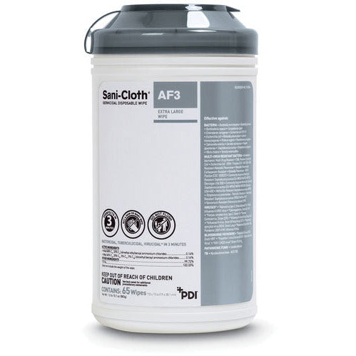 PDI SANI-CLOTH® AF3 GERMICIDAL DISPOSABLE WIPE 7½" x 15" X-Large Wipe 75/canister Case of 6