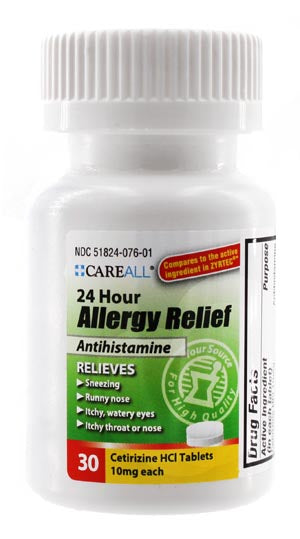 NEW WORLD IMPORTS CAREALL Cetirizine Allergy Relief, 10mg, Compares to the active ingredient in Zyrtec Tablets, 30 ct, 24 btl/cs