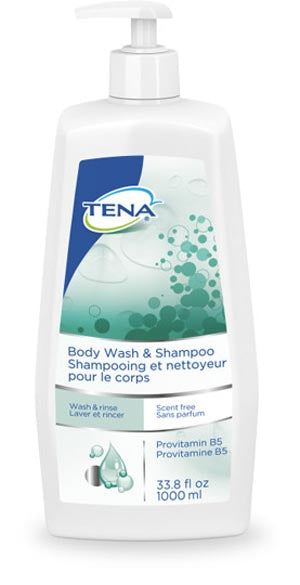 ESSITY HMS TENA¨ BODY WASH & SHAMPOO Body Wash & Shampoo, Scent-Free, 33.8 fl oz Pump Bottle, 8/cs