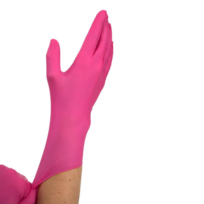 Dynarex AloeSkin Nitrile Exam Gloves With Aloe, 2 Mil, Powder-Free, Pink 1000/Case