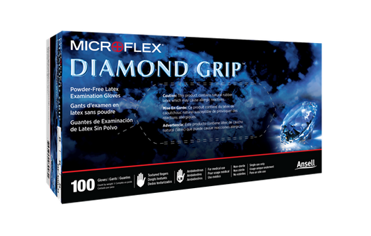 ANSELL MICROFLEX DIAMOND GRIP LATEX EXAM GLOVES Case of 1000