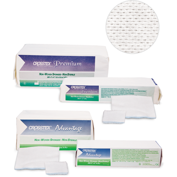 CROSSTEX ADVANTAGE PLUS NON-WOVEN 4-PLY SPONGES 2" x 2", 35g, Non-Sterile, 20,000/cs