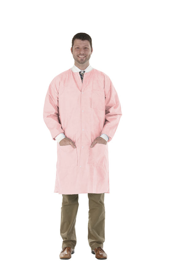 MEDICOM SAFEWEAR High Performance Lab Coat, Pretty Pink, 12/bag